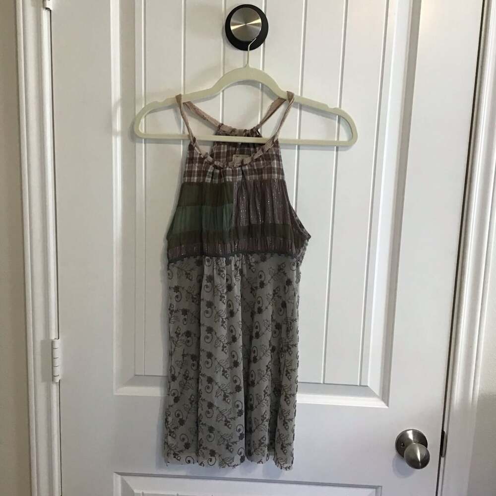 Free People Bohemian Patchwork Plaid Halter Tank Tunic Top XS - Picture 2 of 11